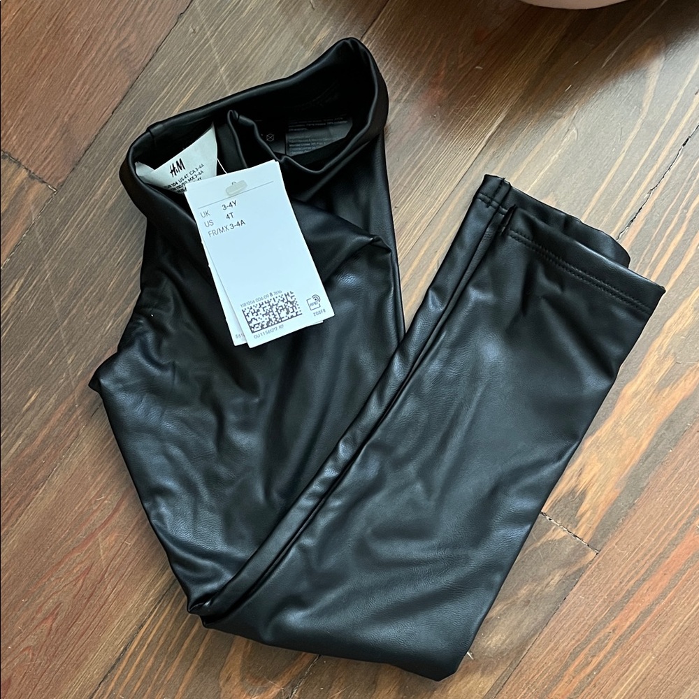 H&M NWT Girls Faux Leather Leggings Size 4T